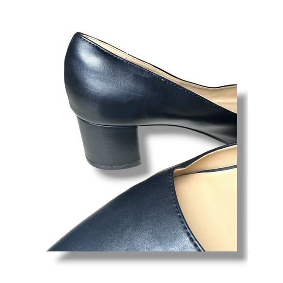 Dream Pairs Black Pointed Toe Pumps Women’s Size 9.5 Block Heel Slip On Shoes - Picture 8 of 11